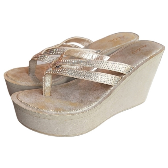 ALDO Rhinestone Foam Platform Wedges - Picture 1 of 9
